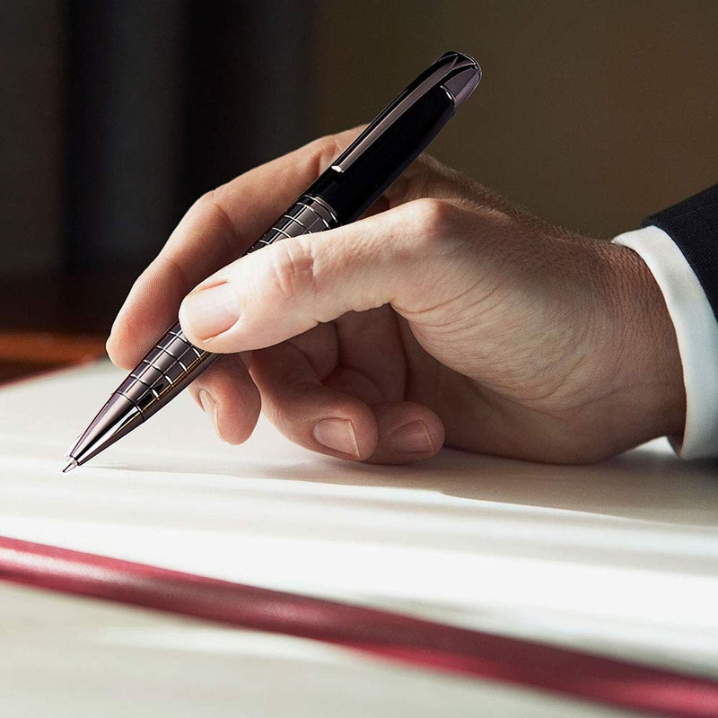 Obacle Ballpoint Pens Black Pens Medium Ball Point 1.0mm Smooth Writing Grip Metal Retractable Executive Business Office Fancy Nice Gift Pen for Men Women (Gun Black, 2 Pack 4 Refills) - Image 5